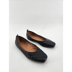 Nordstrom‎ Rack Black Quilted Square Toe Ballet Flats Comfortable Shoes